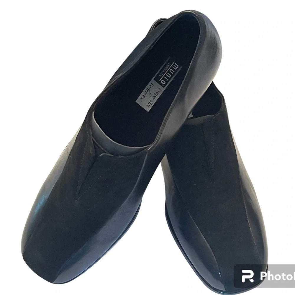 New Munro Solano Black Kid / Suede Upper Comfortable Dress Shoes Women’s Size 7W - Picture 1 of 15